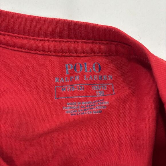 Polo Ralph Lauren Long Sleeve Shirt Boys Size Medium (10-12) Red Basic - Picture 2 of 3